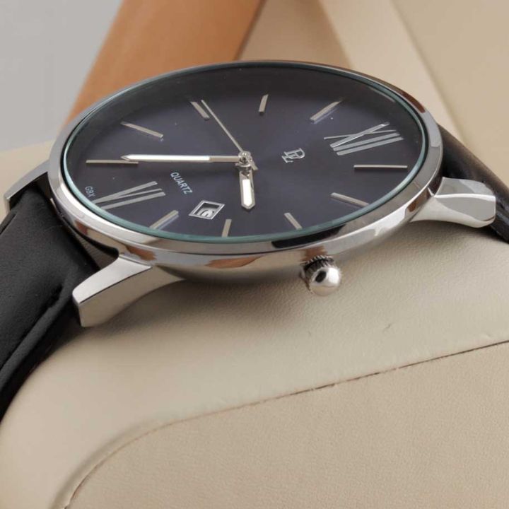 Black Leather Bristol Blue Dial