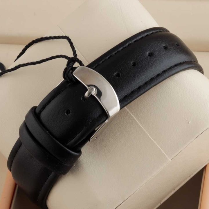 Black Leather Bristol White Dial White/Silver