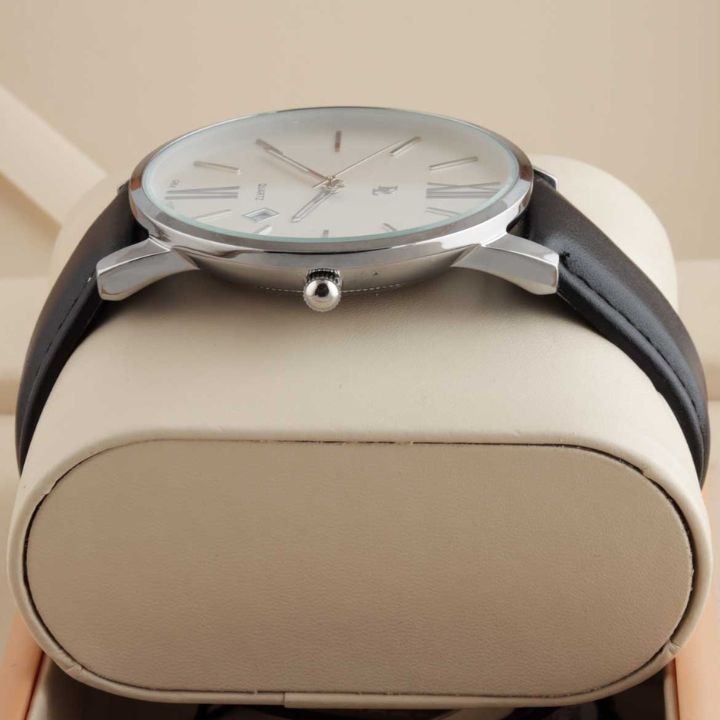 Black Leather Bristol White Dial White/Silver