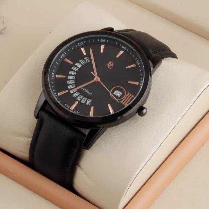 Black Leather Premier Men's watch