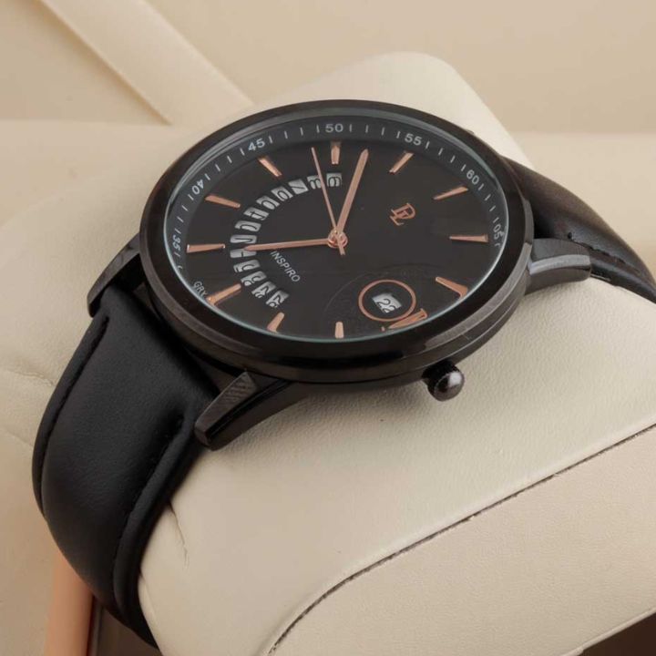 Black Leather Premier Men's watch