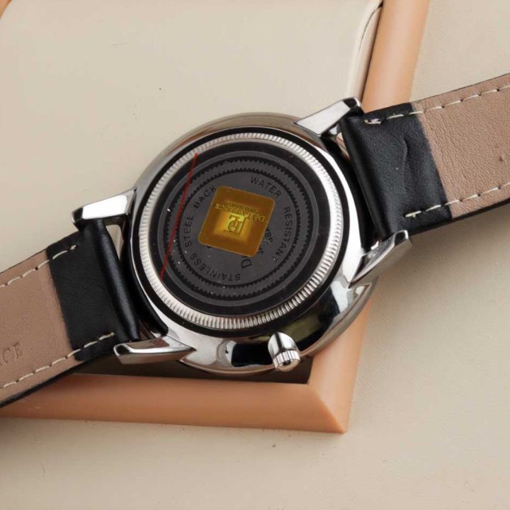 Black Leather Bristol White Dial White / Gold
