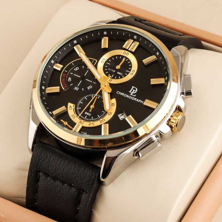 SuperSports Leather Men's watch Black/Golden