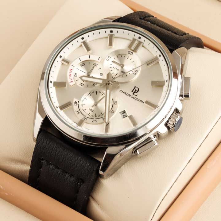 SuperSports Leather Men's watch Silver/White